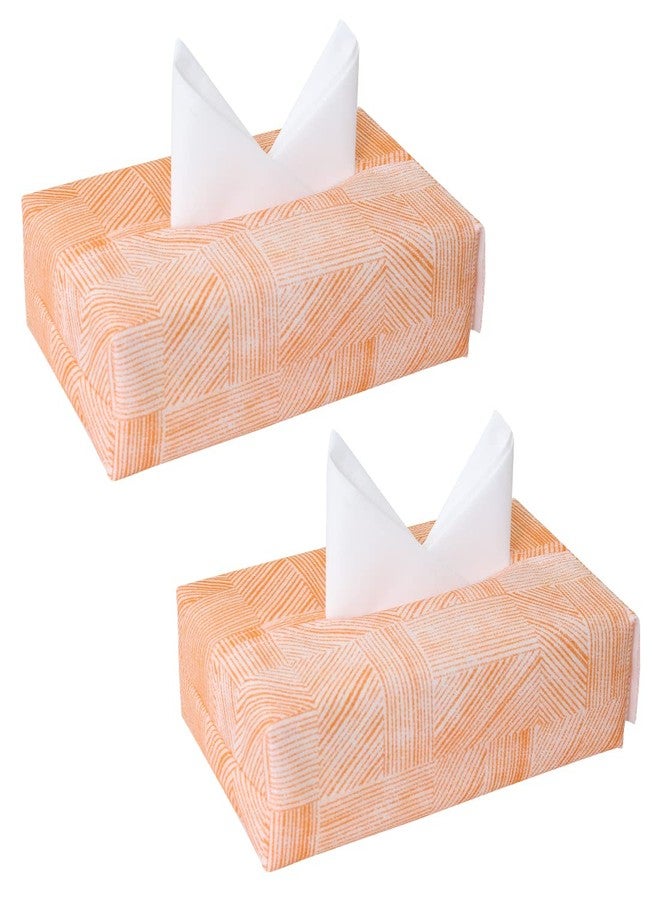 PrettyKrafts Tissue Paper Box Cover Rectangular Shape Napkin Holder use for car,Home and Office, (Pack of 2), Jute Orange - Image 1